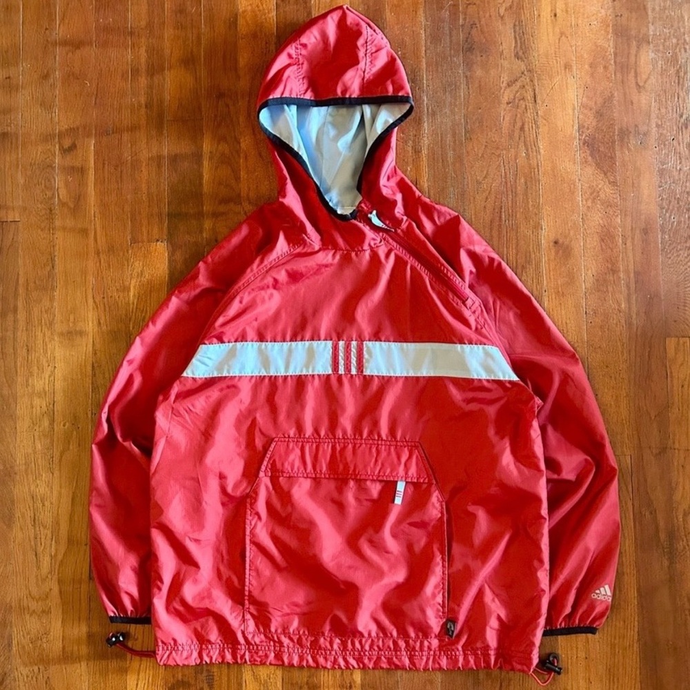 Vintage Adidas ‘90s Blokecore Soccer Red Blue Anorak Windbreaker Track Jacket M